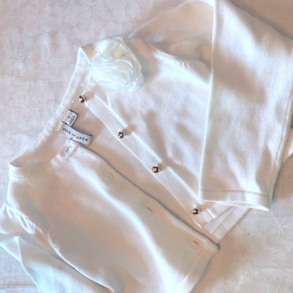 White Cardigan with Gold Buttons
